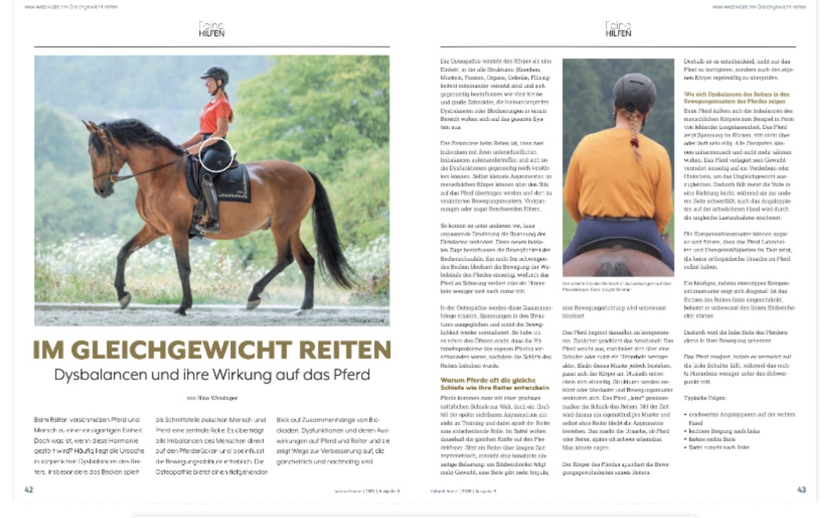 Einblick in den Artikel Im Gleichgewicht reiten, Doppelseite 42 und 43