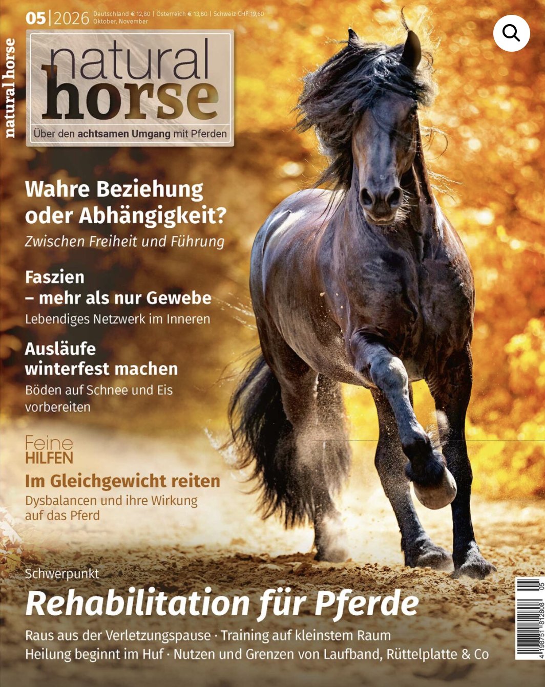 Titelbild Natural Horse Ausgabe 05/2026 mit dem Artikel Im Gleichgewicht reiten